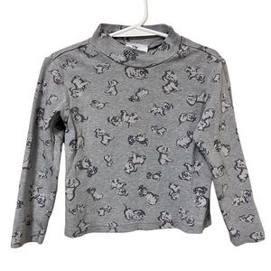 Vintage Disney Store 101 Dalmatians Gray All Over Print Long Sleeve Top